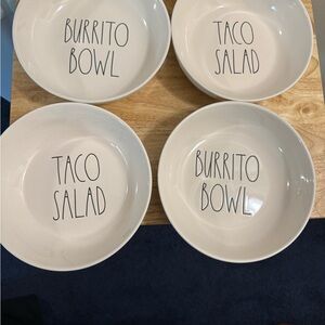 Rae Dunn White Burrito Bowl and Taco Salad Set